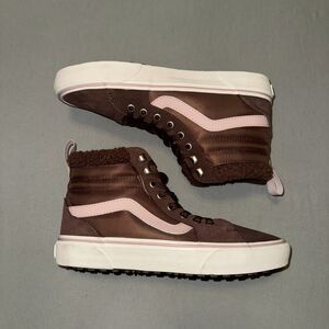 Vans Filmore Hi Guard Womens Sneakers 8.5 Brown Faux Fur Skateboard Shoes 721356